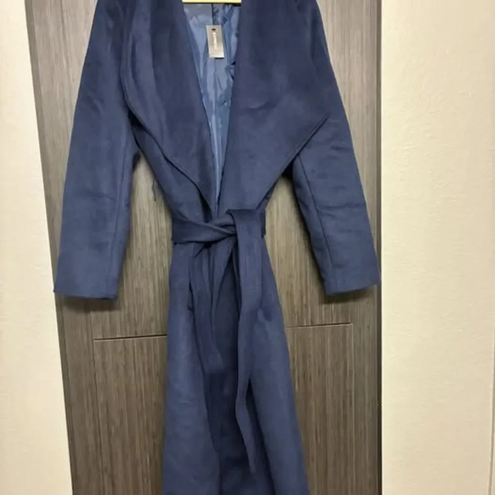 EXPRESS Navy Blue Belted Coat - Picture 1 of 7